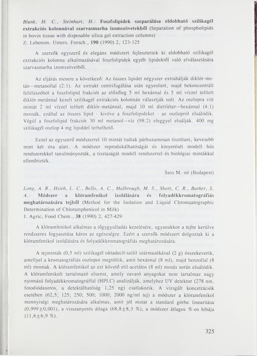 Blunk, И. C., Steinhart, Н.