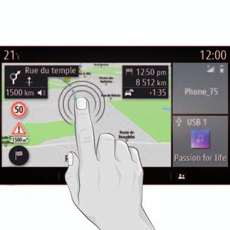 használati elvek (1/4) Menü Navigáció Rádió Zene Telefon A A B Beállítások Súgó Forr.