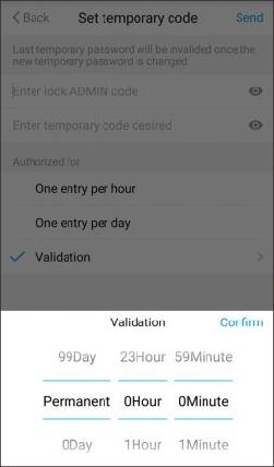 2 Válassza ki a beállítani kívánt ideiglenes jelszó időtartamát. 2.1.