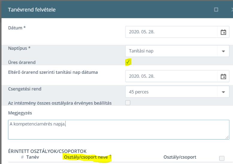 2.1.5 Mérési napok kezelése A megoldandó feladat mindössze annyi, hogy az adott évfolyam (pl.: 9.