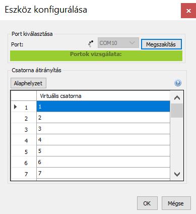 A COM port kiválasztása A második lépés a megfelelő COM port kiválasztása a szoftverben. Ez a lépés független attól, hogy Bluetooth-t vagy USB-soros kábelt használunk-e.