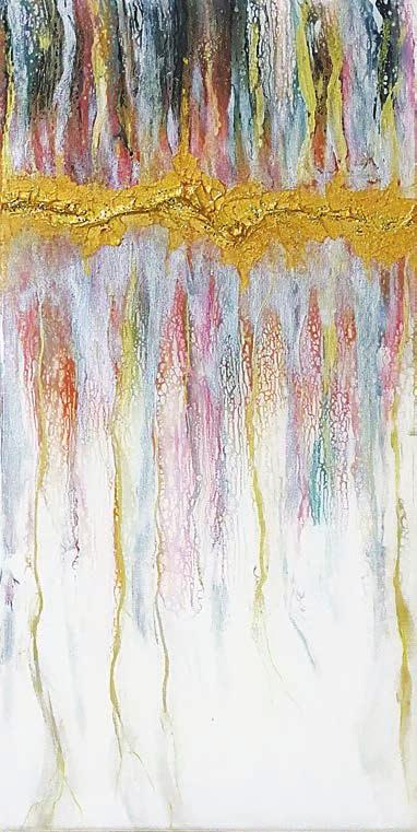 Aranyhíd feszített vásznon akril festékkel, texture pasztákkal és resin bevonattal Miszlainé Bosnyák Ágnes