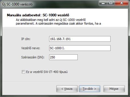 SW-IT-400 SW-IT-400 információs terminál paraméterezése egy felülettel tér el az S-1000