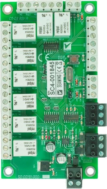4.4 S-1000-04 KIMENETI MODUL RELAY OUT 7 RELAY OUT 8 TAMPER RELAY OUT 6 OPEN OLLETOR OUT 9-13 RELAY OUT 5 POWER OUT RELAY OUT 4 INPUTS 1-2 RELAY OUT 3 S/N: SERIAL RS-232 RELAY OUT 2 RELAY OUT 1 AN