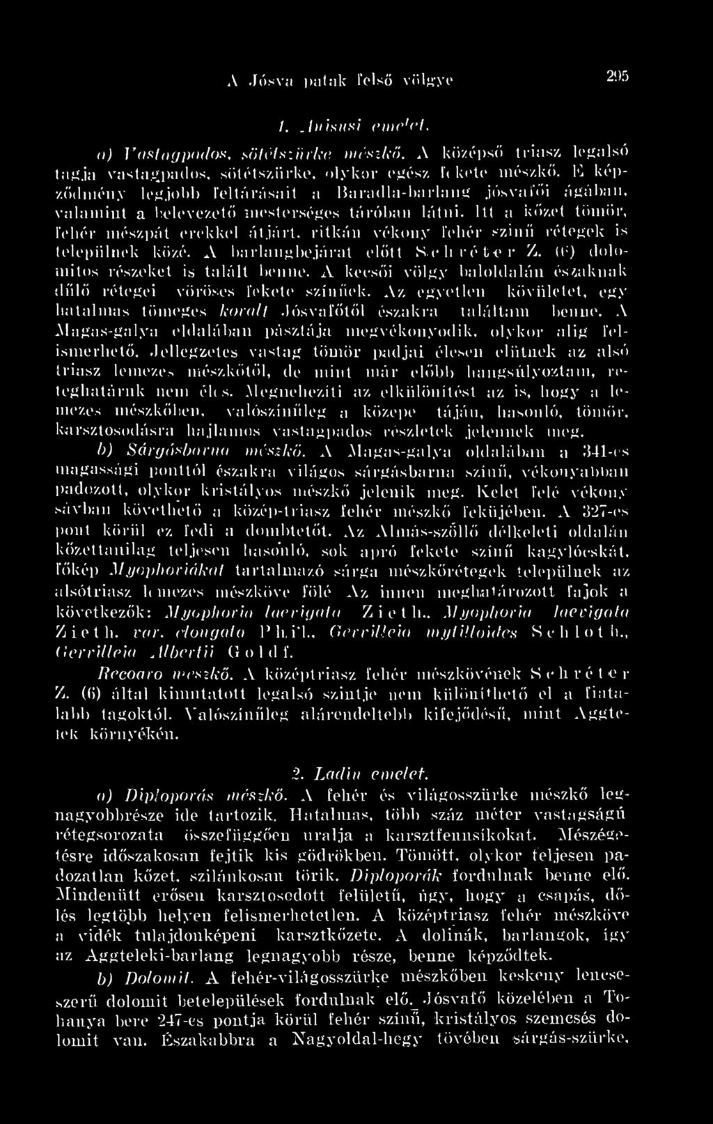 Itt a kzet tömör, fehér mészpát erekkel átjárt, ritkán vékony fehér szín rétegek is települnek közé. A barlangbejárat eltt Síeli rété r Z. (é) dolomitos részeket is talált benne.