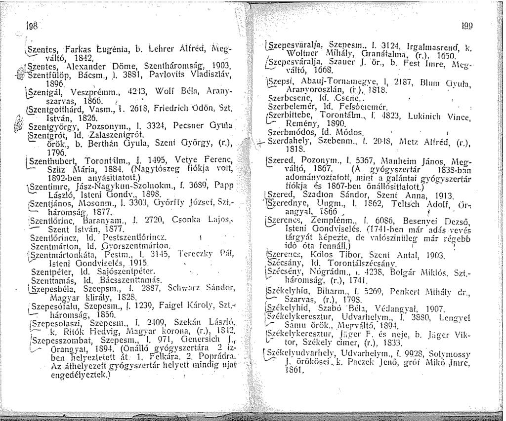 Szentc.s, Farkas f:ug'énia, b. Lchrcr í\üréd, J\'leg.._,,. váltó, 842. -~!Szentes, Alexander Döne, Szenthárons:íg, 903. -~f-'szentfülöp, Bácsn., ). 388, Pavlorits Vladisz\áv,. 896. l_.