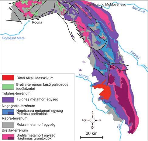 1. táblázat A Keleti-Kárpátok terrénumainak kora, geotektonikai környezete és származási helye (Balintoni et al.