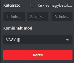 2. Válassza ki a megtekintendő kamerát, írja be a kulcsszavakat amire keressen a szoftver és a keresés módját (ÉS v. VAGY). Kattintson a Keres gombra. 3.