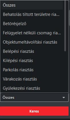 3. Kattintson a Keres gombra. 4. A jobb oldali nézeten megjelennek az események és a hozzá kapcsolódó felvételek. 5.