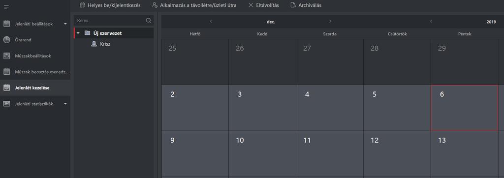 11.5. JELENLÉT KEZELÉS A Jelenlét kezelés menüben lehetősége van manuális korrigálni a jelenléti adatokat. 11.6.