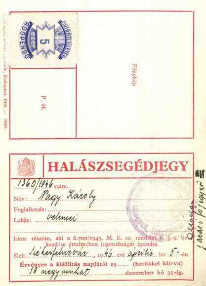 Halászsegédjegy Soponyai halászat megyében dr. Bárdossy Antal látta el 1954-ig az Országos Halászati Felügyelőség megszüntetéséig.