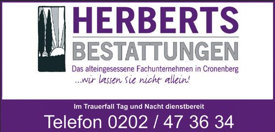 Hahnerberger Straße 262-42349 Wuppertal-Cronenberg d.herberts@t-online.de - www.bestattungen-herberts.