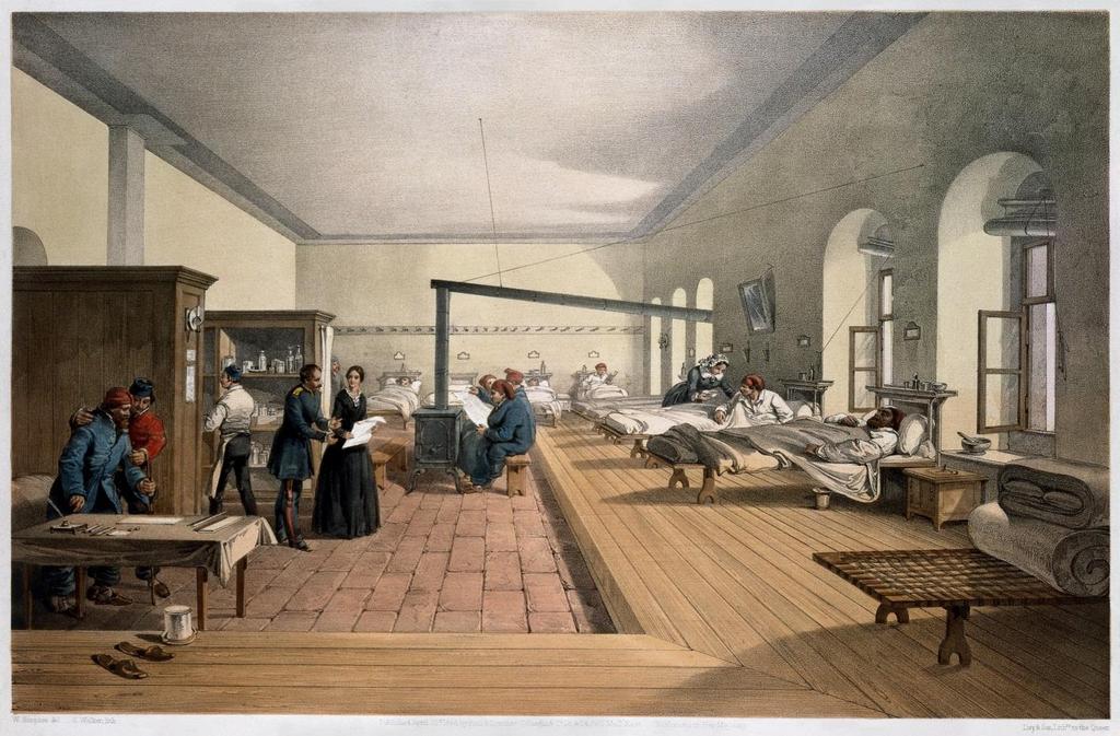 A ward of the hospital at Scutariwhere Florence Nightingale worked and helped to restructure the modern hospital
