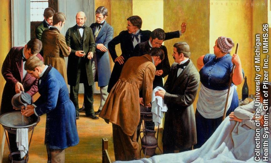 1848-ban, amikor az egész évben szigorúan végeztük a klórmeszes kézmosást, az I.