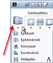 Allplan 2019 Allplan felhasználói felülete 27 Műveletsáv - szerepek, feladatok, feladat területek A Szerep az a terület, amelyben a munkájához kapcsolódó feladatok megoldásra kerülnek.