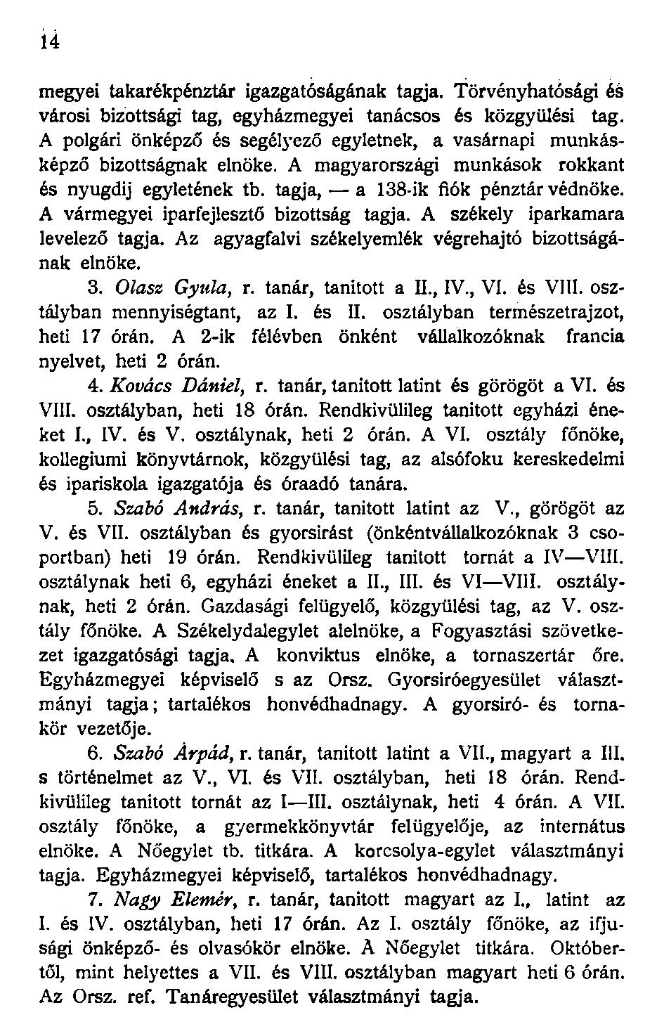 megyei takarékpénztár igazgatóságának tagja. Törvényhatósági és városi bizottsági tag, egyházmegyei tanácsos és közgyűlési tag.