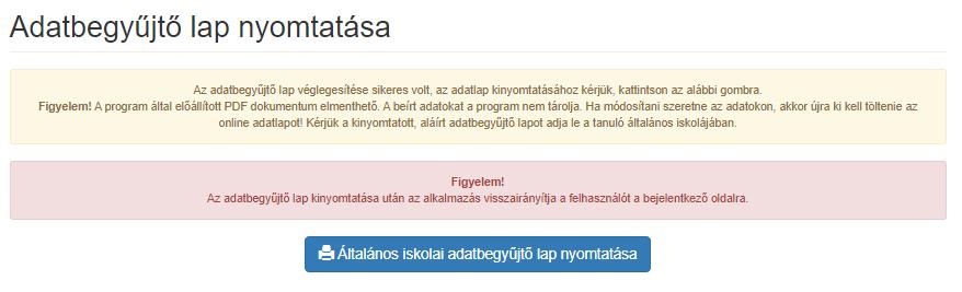 Az űrlap tetején, a személyes adatok felett a program jelzi, hogy mely adatok hiányoznak.