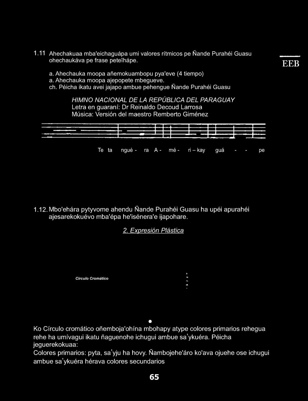 Péicha ikatu avei jajapo ambue pehengue Ñande Purahéi Guasu HIMNO NACIONAL DE LA REPÚBLICA DEL PARAGUAY Letra en guaraní: Dr Reinaldo Decoud