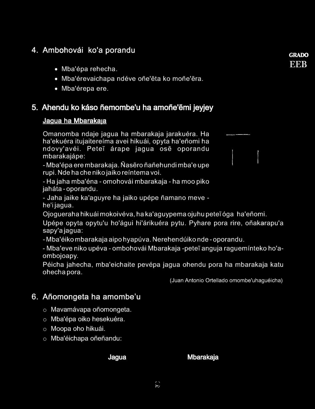 PeteT árape jagua osé oporandu mbarakajápe: - Mba'épa ere mbarakaja. Ñaséro ñañehundi mba'e upe rupi. Nde ha che niko jaiko reíntema voi.