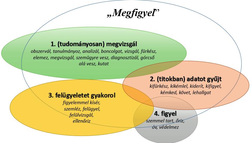 2. ábra: A megfigyelés, mint különféle cselekvési mód A megfigyelés hétköznapi szóhasználatába bújtatott egymástól jelentősen eltérő cselekvési típusok jelentősen eltérő szakmai megfigyelés-fogalom