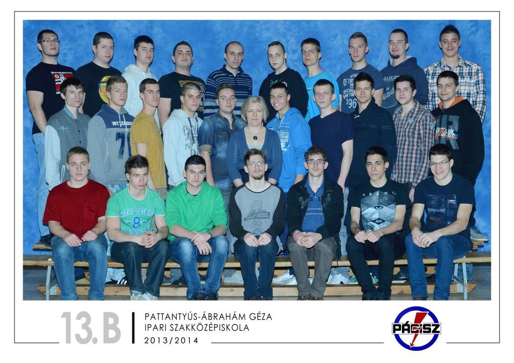 13.B Osztályfőnök: Schoblocher Mónika Balla Krisztián Czesinger Kristóf Czifrik Martin Zoltán Csonka Erik Csonka Zsolt Eisenberger Ádám Ferenczy János Ferenczy Zoltán Lucien Füleki Bence Hadarits