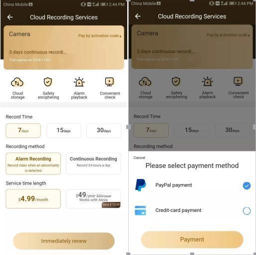 Válassza a Cloud service (Felhő szolgáltatás) lehetőséget, és ellenőrizze az előfizetési csomagokat.