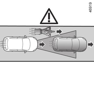 Járművek a kamera és a radar észlelési területén kívül.