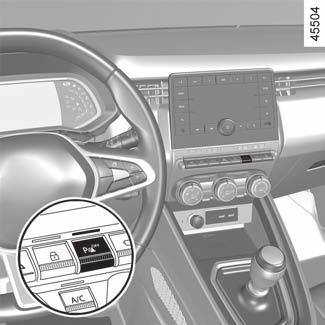 PARKOLÁST SEGÍTŐ RENDSZER (4/5) Multimédia képernyővel nem felszerelt gépkocsik Álló gépkocsi esetén nyomja meg a 6 gombot a parkolást segítő rendszer kikapcsolásához.