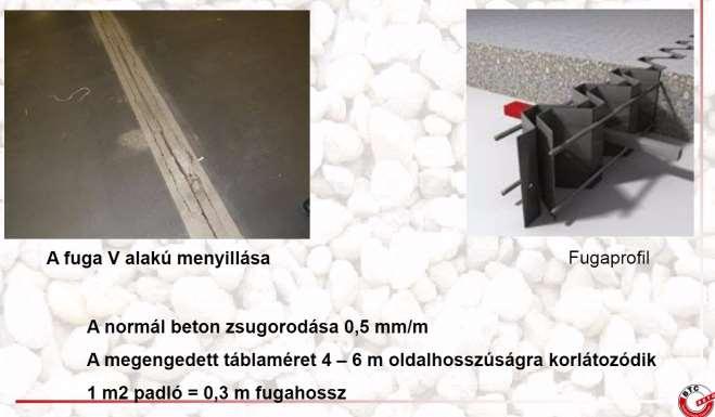6. A fugázó anyagokkal szemben a követelmény egyfelől az, hogy teherbíró legyen (tartósan álljon ellen a nagy intenzitású dinamikus terhelésnek), másfelől képes legyen tágulni, megnyúlni és a