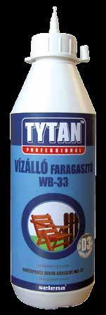 WB-31 WB-32 WB-33 Gyorskötő Faragasztó PVA Faragasztó Vízálló Faragasztó Polivinil-acetát alapú diszperziós ragasztó, mely minden fatípus gyors ragasztásához ajánlott.