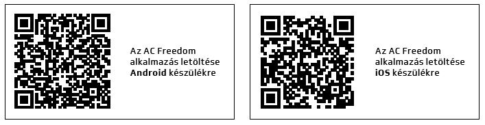 Az AC FREEDOM alkalmazás telepítése Az alkalmazás letölthető és telepíthető az alábbiak szerint: 1. Okostelefonján vagy tabletjén (Android 4.1 és ios 6.