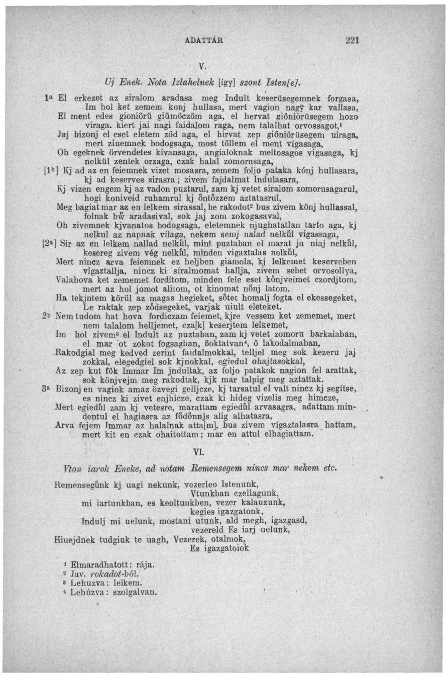 V. Uj Enek. Nota Izlahelnek [így] szont Isten[e].
