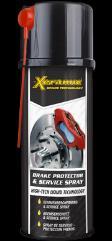 Kenőanyagok XERAMIC BRAKE PROTECTION & SERVICE SPRAY Fék védő és szerviz spray Egy világoskék, teljesen szintetikus kenőanyag, amely megakadályozza a kopást, repedéseket és a zajt.