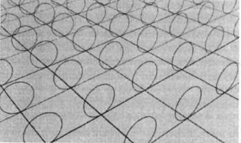 A sok dimenzió miatt nehéz ezt szemléltetni, ezért két hosszú és egy felcsavarodott dimenziót ábrázoltunk a 8.3 ábrán, a téridő szövedékét a becsíkozott locsolócsó' mintájára nagyítva fel.