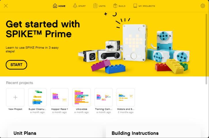 Szoftverkörnyezet A szoftver ingyenes és letölthető a https://education.lego.com/en-us/downloads/spike-prime/software hivatalos weboldalról.