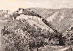 Cserna Károly metszete a csókakôi várról (1896) A millenniumi felbuzdulást, s az intô szavakat sajnos hosszú felejtés követte. Jóllehet a romok kulturális örökségi értékeit a 20.