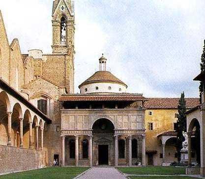 Firenze, Capella Pazzi a Pazzi család kápolnája, a Sta. Croce udvarán található.