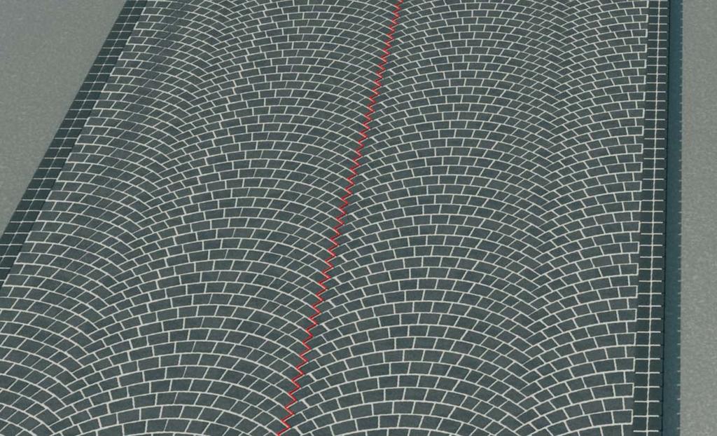 látszólagos fugák geometriája megfelelően mély és tetőformájú, hogy biztosítsa a víz