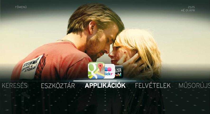 2.3.4. Az applikációk menüpont bemutatása (TV Apps) Ez a menüpont csak abban az esetben érhető el, ha a Horizon HD Mediaboxhoz aktív internetkapcsolattal rendelkező Kábelinternet modem csatlakozik.