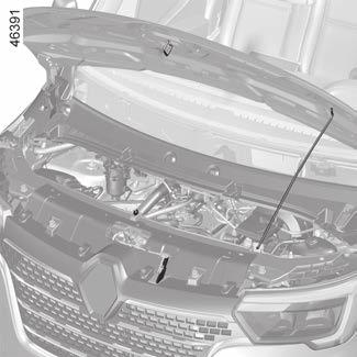 MOTORHÁZTETŐ (2/2) 3 A motorháztető bezárása Ellenőrizze az ablaktörlő lapátok pozícióját. Tegye a 4 kitámasztó karokat a helyére 5, fogja meg a motorháztetőt középen, és kb.