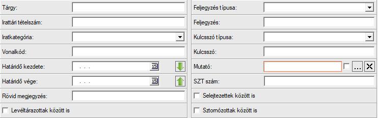 Iktatás szerint Lehetőségünk van, az iktatással kapcsolaton információk megadására.