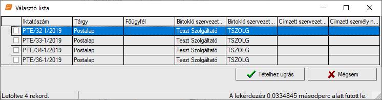 például: PTE (0) Az iktatószámot a következő formátumban kell megadni: Iktatókönyv neve/alszám-főszám/év például: PTE/3 Ha