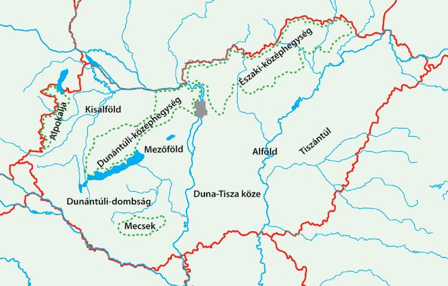 42 Magyarország tájai Magyarország tájai Az Alföld A Kárpát-medence középső területét kiterjedt síkság foglalja el, amelyen a két nagy folyam, a Duna és a Tisza folyik keresztül.