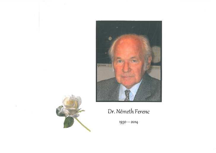 Dr. Németh Ferenc egyetemi docens, a MAFC örökös tagja (1930 2014)