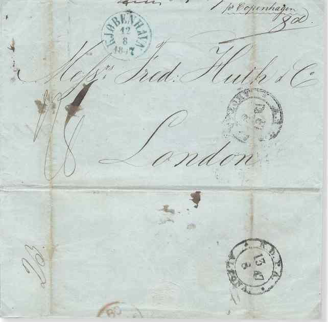 Abb. 13: 1847 Doppelbrief von Kopenhagen nach London über Altona.