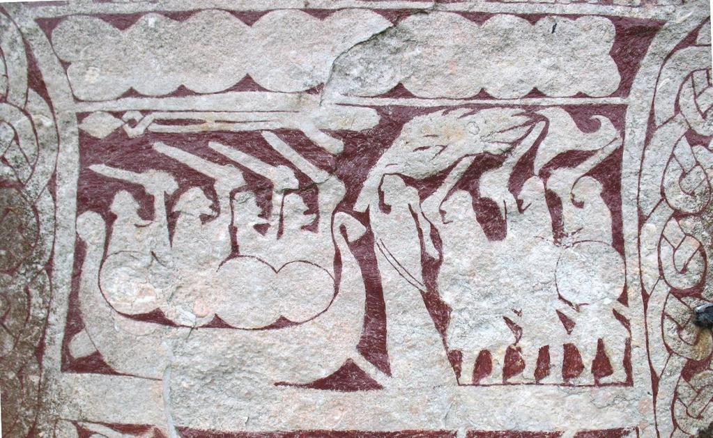 2. Kép Buggyos nadrágot viselő vikingek a Tängelgårda-i rúnakövön (Gotland, Svédország) (Forrás: https://upload.
