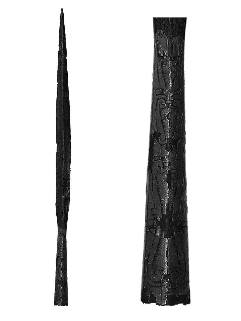 6. Kép Ringerike-stílusban díszített viking lándzsahegy a Duna medréből, szórványlelet ( Magyar Nemzeti Múzeum) (Forrás: Katona Csete, Vikings in