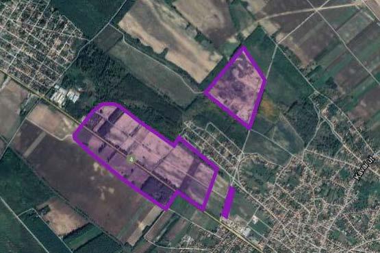 A megvalósítást szolgáló beavatkozások második részterülete: a várostól északra az 1024 hrsz-ú út mellett lévő 22 hektáros bányaterület.