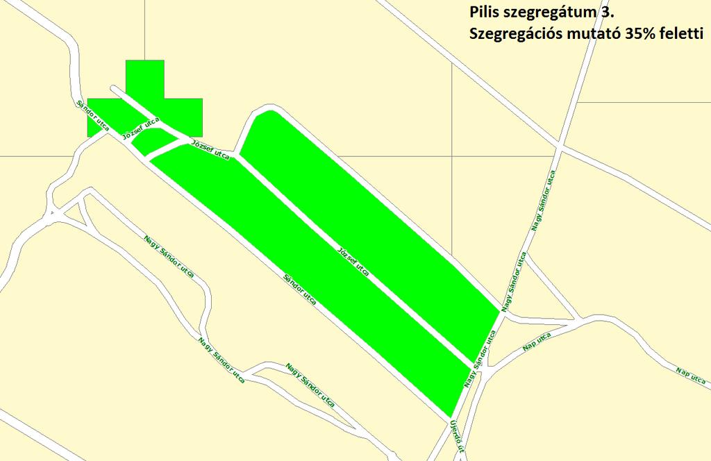 Anti-szegregációs program A 3. szegregátum (Sándor utca - Nagy Sándor utca - József utca - belterület határa) helyzetelemzése A szegregátumban, 2011.
