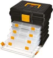 SZERSZÁMOSLÁDÁK TOOLBOXES REKESZES SZORTIMENTEREK COMPARTMENT ORGANISERS STI 1592 SzerszámBOX 14 4 kihúzható szortimenterrel /